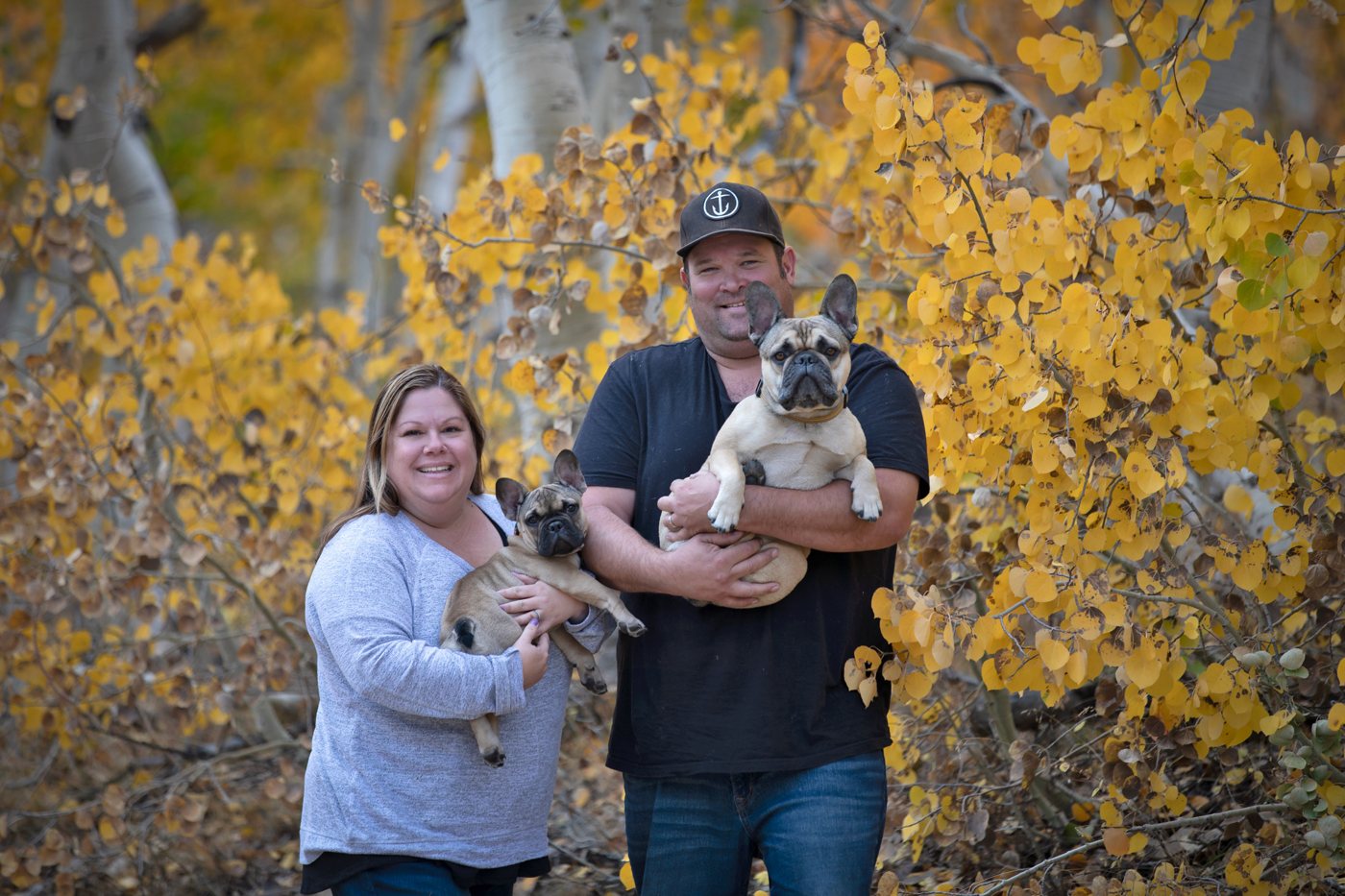Josh and Nicole Holt with their two dogs