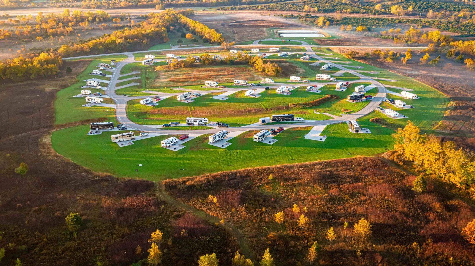 RV park outside Arkansas City, Kansas from above